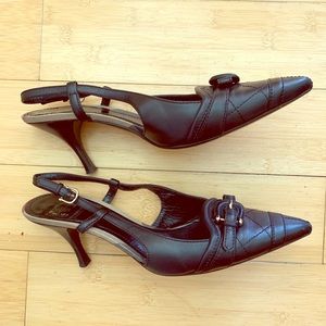 Burberry sling backs kitten heels